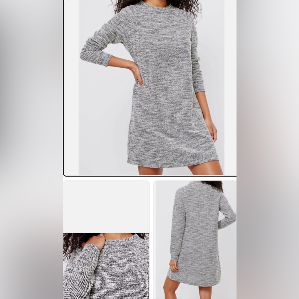 NWT LOU & Grey LOFT Heather Gray Long Sleeve Dress